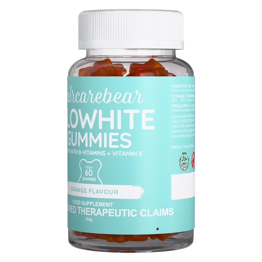 HAIRCAREBEAR GloWhite Biotin with B-Vitamins + Vit E 60 gummies (Skin supplement)