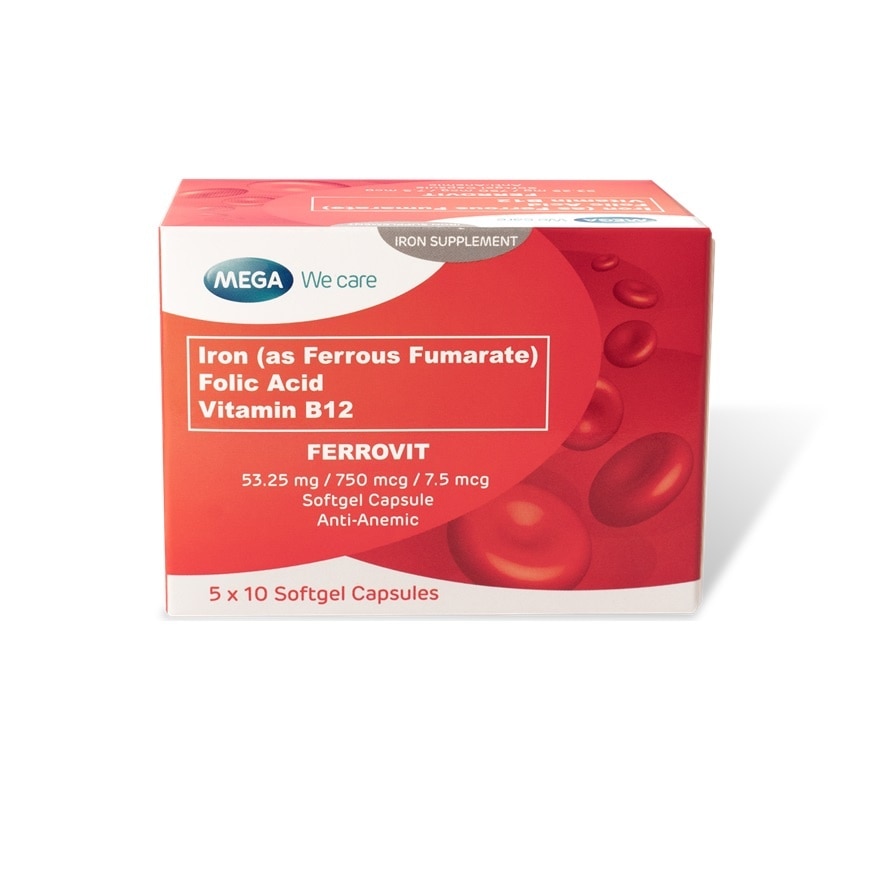 FERROVIT Iron + Vitamin B12 + Folic acid box of 50's