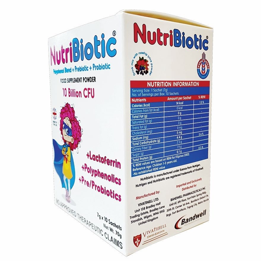 NUTRIBIOTIC Polyphenol Blend+Prebiotic+Probiotic Powder 10 Billion Cfu 7Gx10 Sachets image