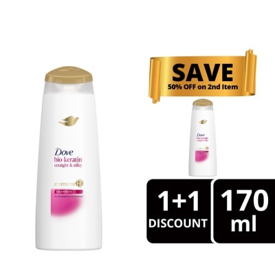 DOVE Dove Bio-Keratin Straight and Silky Shampoo 170ml Buy 1 Get 2nd at 50% OFF