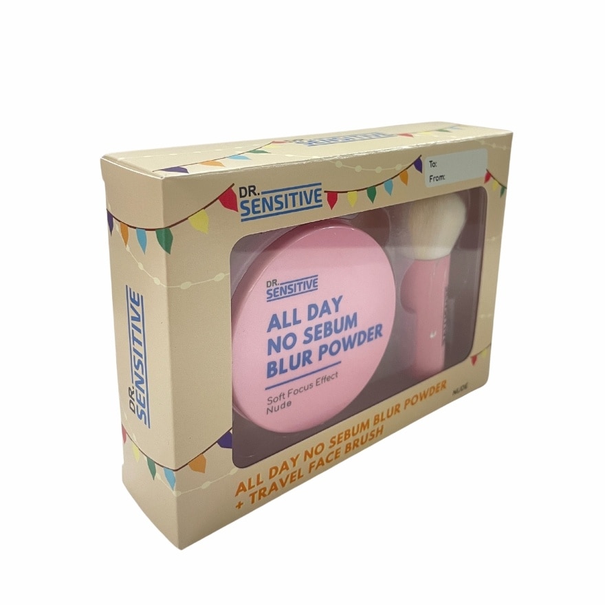 DR SENSITIVE All Day No Sebum Blur Powder + Travel Brush Set Nude