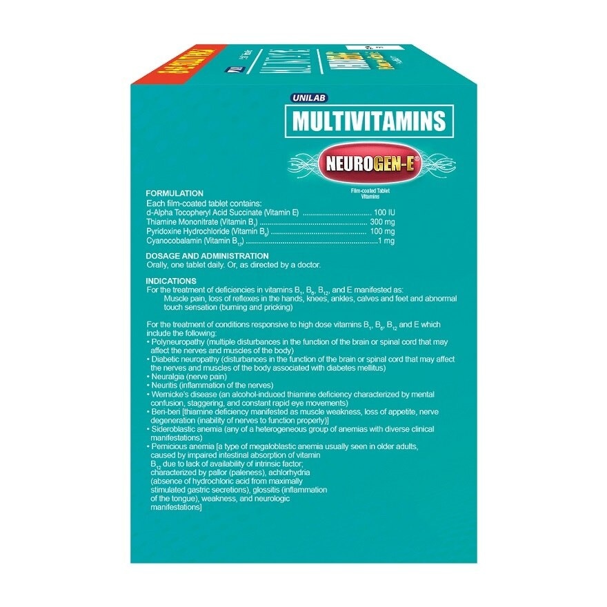 NEUROGEN-E B-Complex + Vitamin E Film Coated Tablet 8+2 Promo Pack