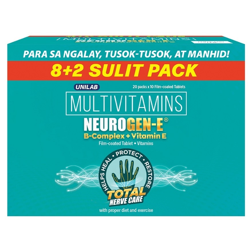 NEUROGEN-E B-Complex + Vitamin E Film Coated Tablet 8+2 Promo Pack