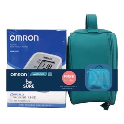OMRON OMRON HEM-7121 Automatic Upper Arm Blood Pressure Monitor BP BPM Digital with FREE CLUTCH BAG