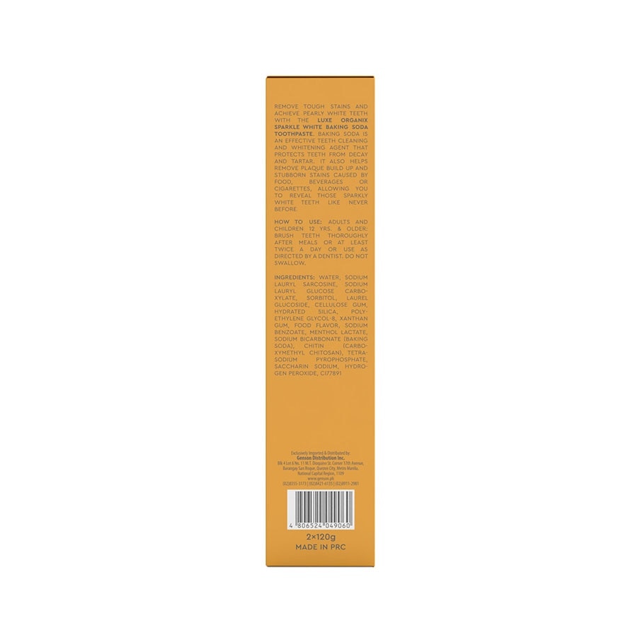 LUXE ORGANIX Sparkle White Baking Soda Toothpaste Fresh Mint 2x 120g