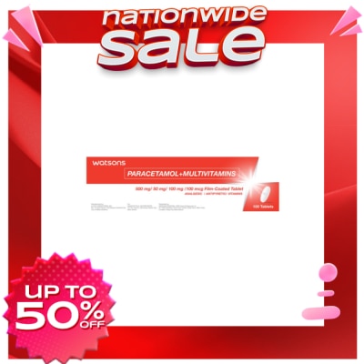 WATSONS GENERICS WATSONS GENERICS Paracetamol + Multivitamins 500Mg /50Mg/100Mg/100Mcg/ Film-Coated Tabet Sold Per Piece