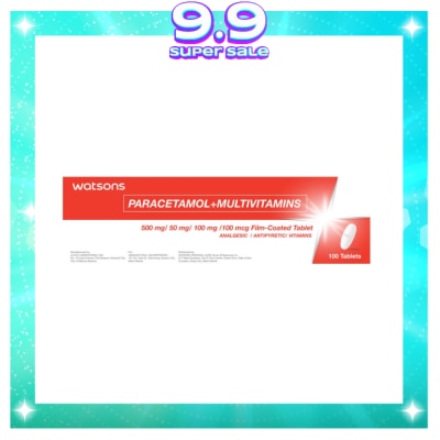 WATSONS GENERICS WATSONS GENERICS Paracetamol + Multivitamins 500Mg /50Mg/100Mg/100Mcg/ Film-Coated Tabet Sold Per Piece