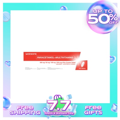 WATSONS GENERICS WATSONS GENERICS Paracetamol + Multivitamins 500Mg /50Mg/100Mg/100Mcg/ Film-Coated Tabet Sold Per Piece