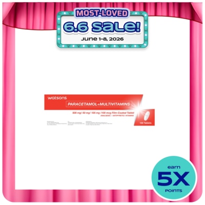 WATSONS GENERICS - WATSONS GENERICS Paracetamol + Multivitamins 500Mg /50Mg/100Mg/100Mcg/ Film-Coated Tabet Sold Per Piece
