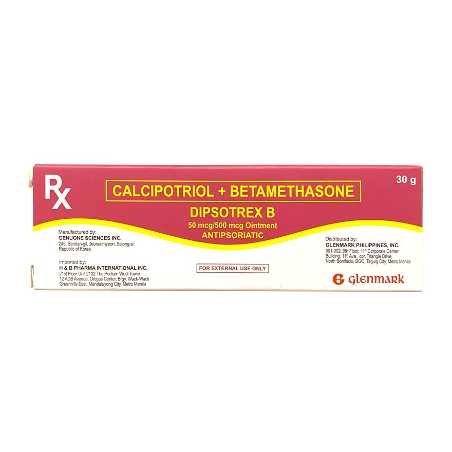 DIPSOTREX Calcipotriol+Betamethasone (DIPSOTREX-B) 50mcg/g Ointment  30g Tube [PRESCRIPTION REQUIRED]