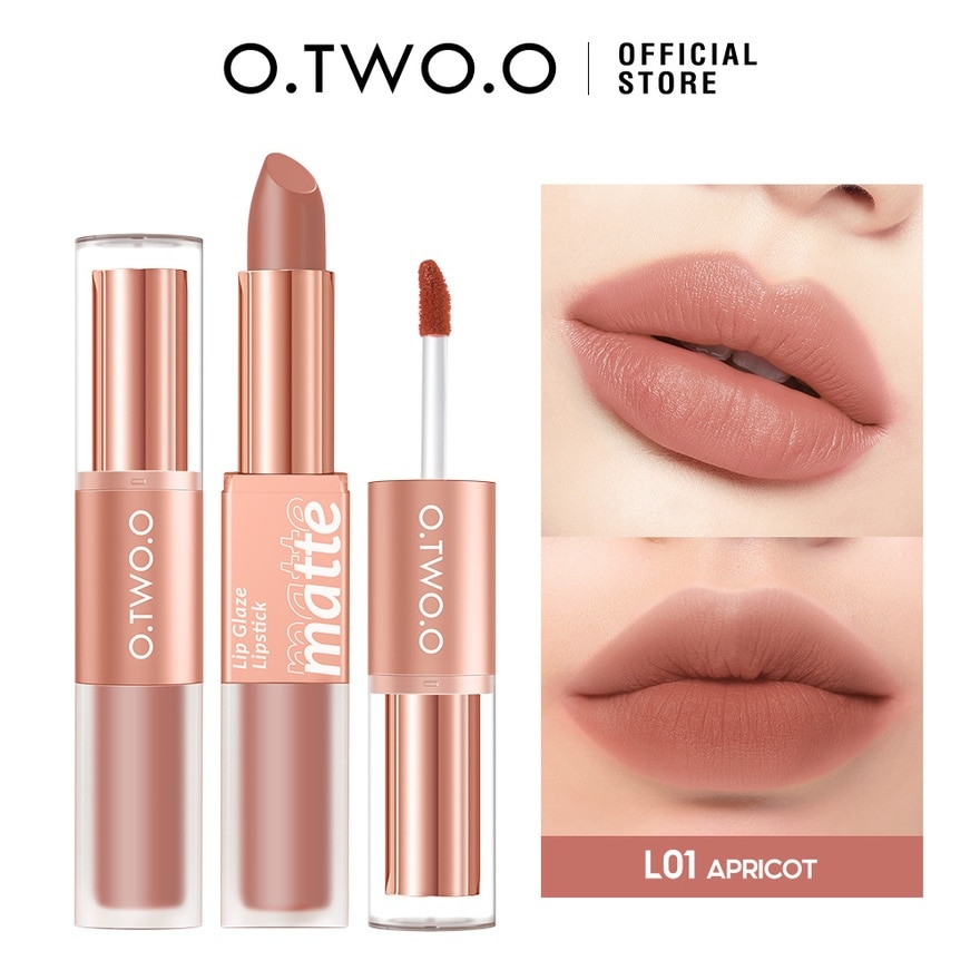 OTWOO Splendid Matte Double Ended Lip Glaze And Lipstick L01 Apricot