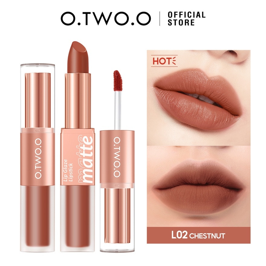 OTWOO Splendid Matte Double Ended Lip Glaze And Lipstick L02 Chestnut