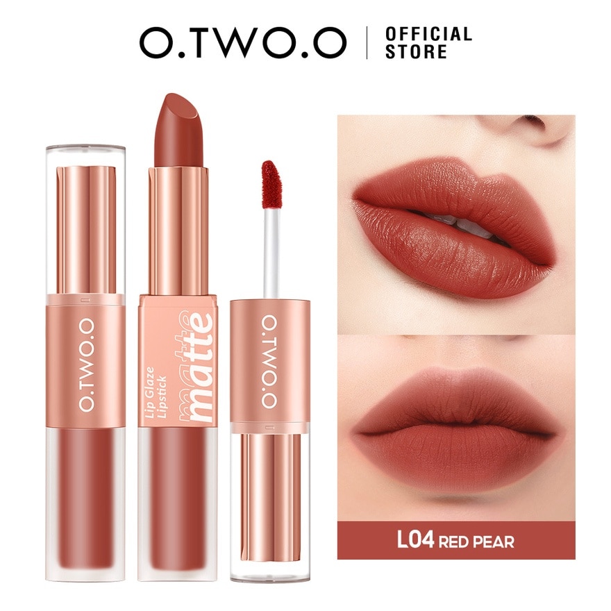 OTWOO Splendid Matte Double Ended Lip Glaze And Lipstick L04 Red Pear