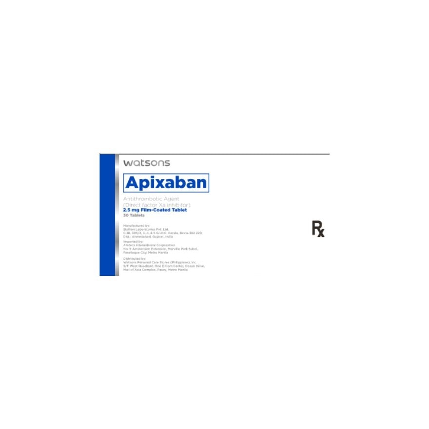 WATSONS GENERICS Apixaban 2.5mg 1 Film-Coated Tablet [PRESCRIPTION REQUIRED]