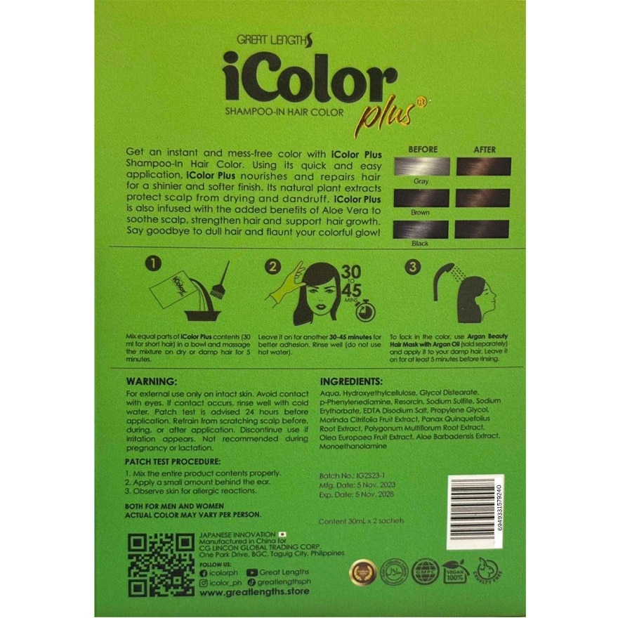 ICOLOR Plus Shampoo Dye 2 For Hue Black 25ml