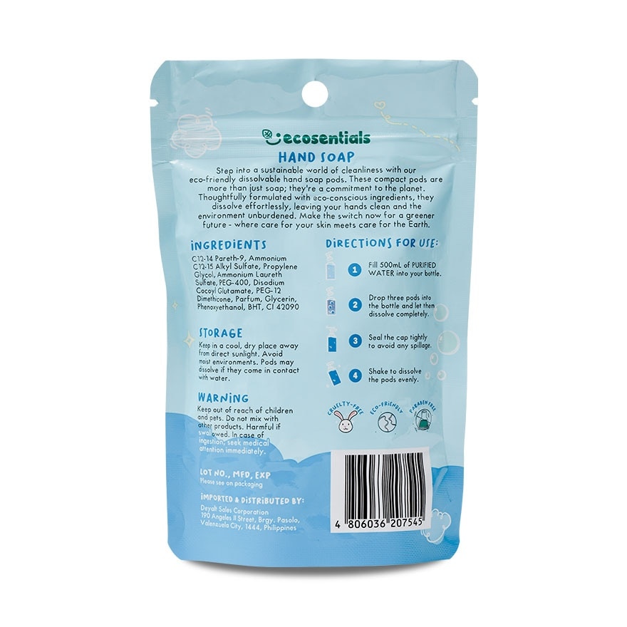 ECOSENTIALS Foaming Hand Soap Pods Ocean Fresh Scent Refill Pack