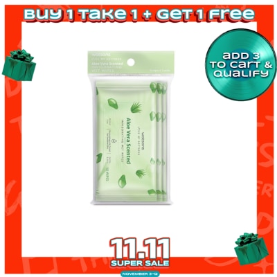 WATSONS WATSONS Invigorating Wet Wipes Aloe Vera Scented 10 Wipes x 3 Pack