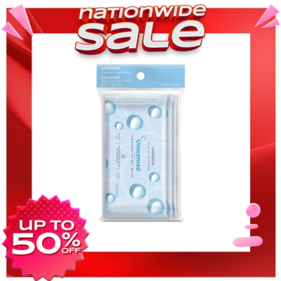 WATSONS WATSONS Invigorating Wet Wipes Unscented 10 Wipes x 3 Pack