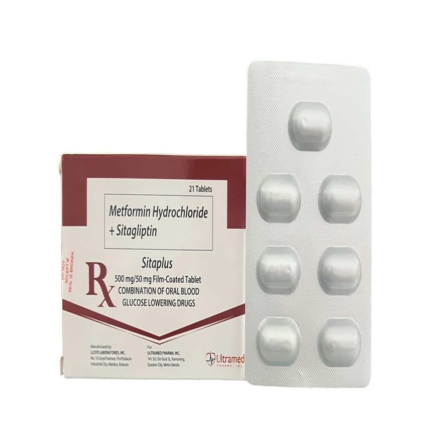 SITAPLUS Metformin + Hydrochloride + Sitagliptin 500mg/50mg Sold Per Piece [PRESCRIPTION REQUIRED]