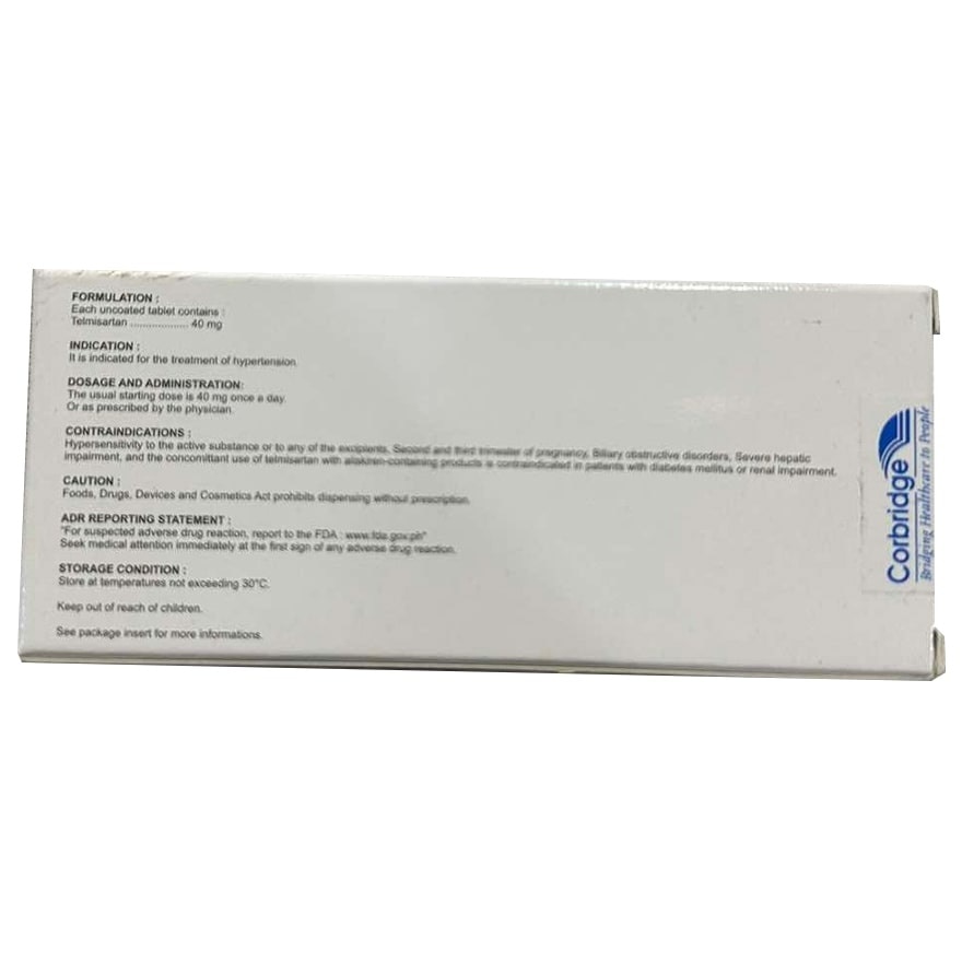 TELMIRIN Telmisartan 40mg Sold Per Piece [PRESCRIPTION REQUIRED]