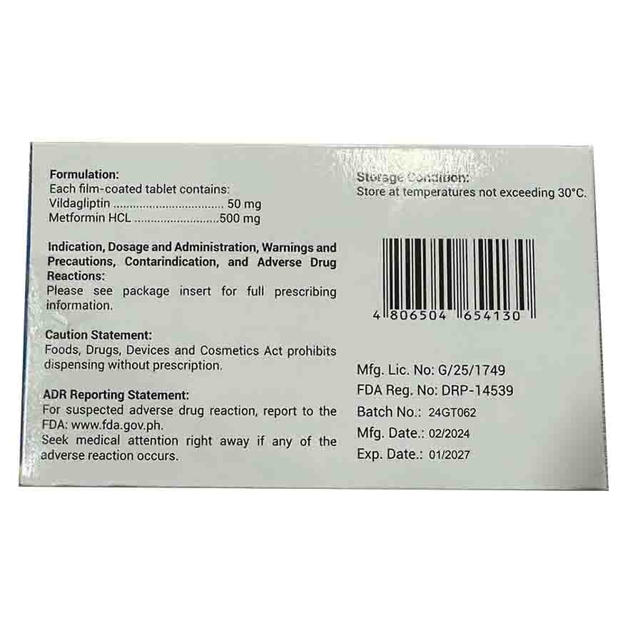 VILDAXIL Vildagliptin + Metformin Hydrochloride Sold Per Piece [PRESCRIPTION REQUIRED]