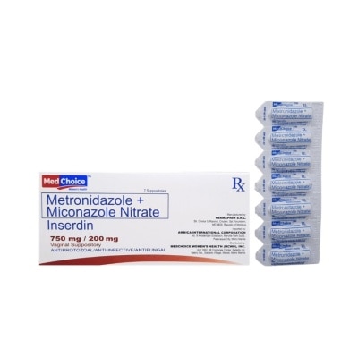 INSERDIN INSERDIN Metronidazole + Miconazole Nitrate 750mg/200mg Vaginal Suppository [PRESCRIPTION REQUIRED]