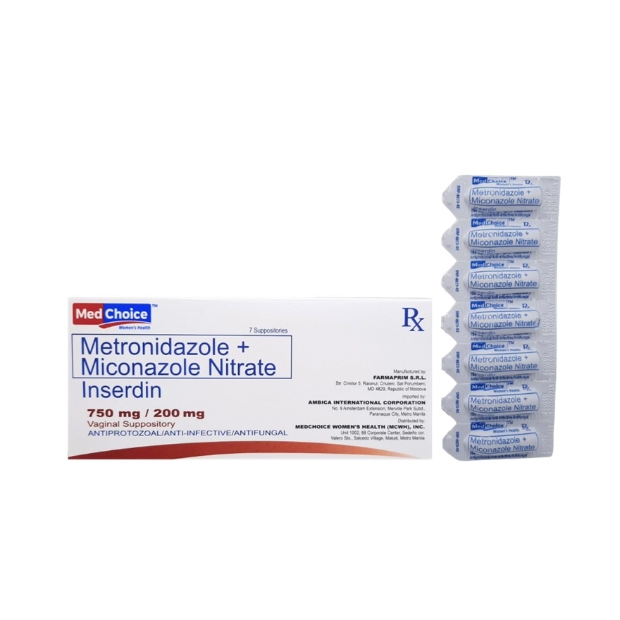 INSERDIN Metronidazole + Miconazole Nitrate 750mg/200mg Vaginal Suppository [PRESCRIPTION REQUIRED]