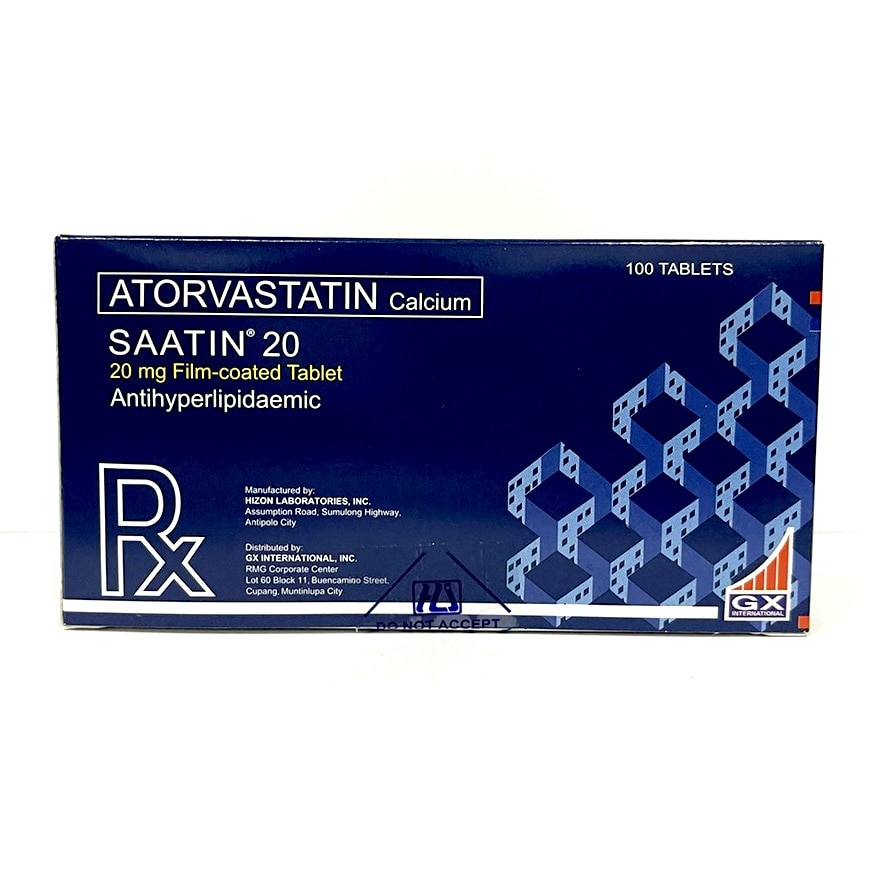 SAATIN 20 Atorvastatin 20mg Tablet Sold Per Piece [PRESCRIPTION REQUIRED]