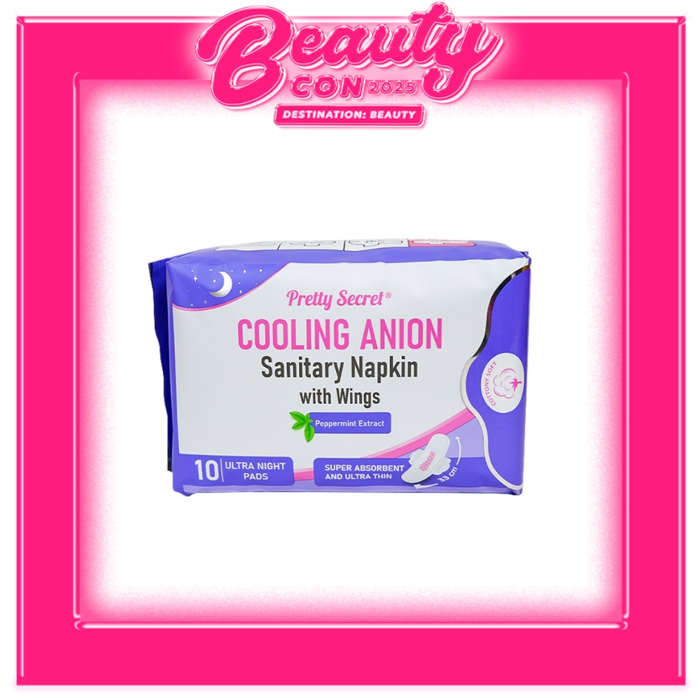 PRETTY SECRET Cooling Anion Sanitary Napkin Ultra Night Pads 10s