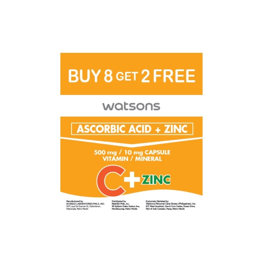 WATSONS Vitamin C + Zinc 8 + 2 Capsules