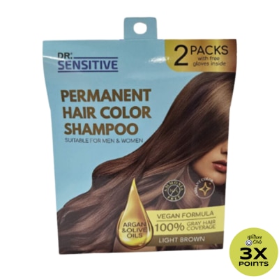 DR SENSITIVE DR SENSITIVE Permanent Hair Color Shampoo Light Brown 30ml 2Pack