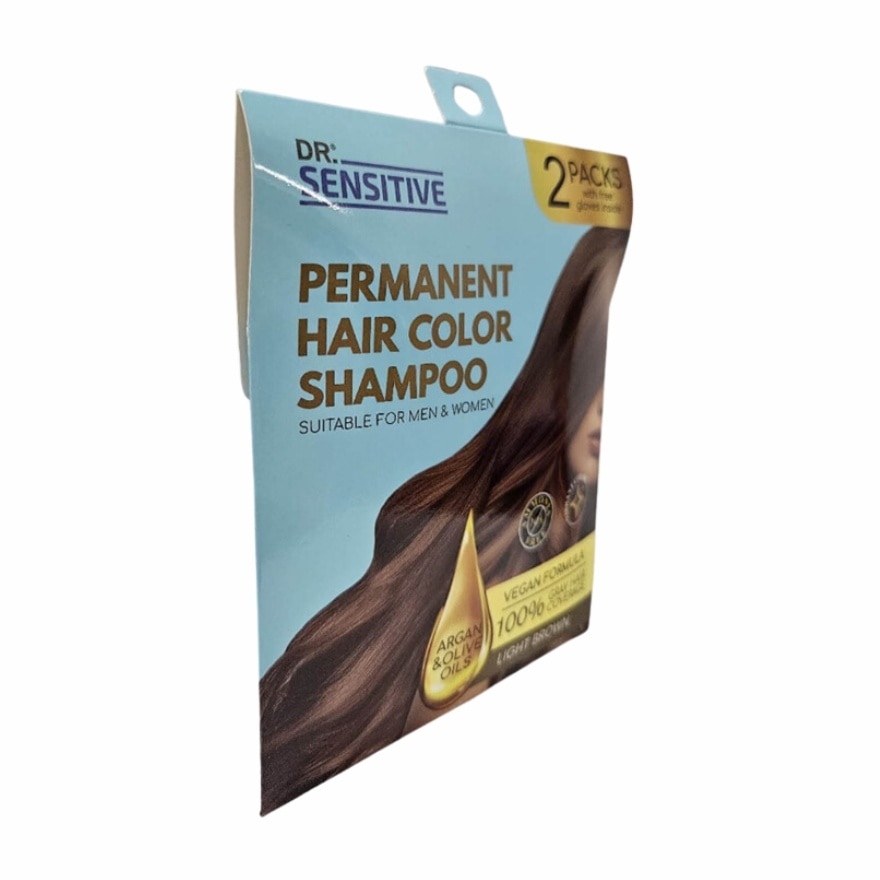 DR SENSITIVE Permanent Hair Color Shampoo Light Brown 30ml 2Pack