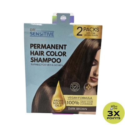 DR SENSITIVE DR SENSITIVE Permanent Hair Color Shampoo Dark Brown 30ml 2Pack