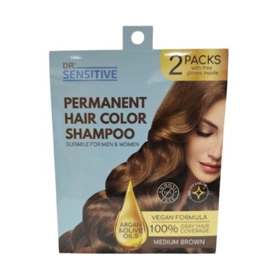 DR SENSITIVE DR SENSITIVE Permanent Hair Color Shampoo Medium Brown 30ml 2Pack