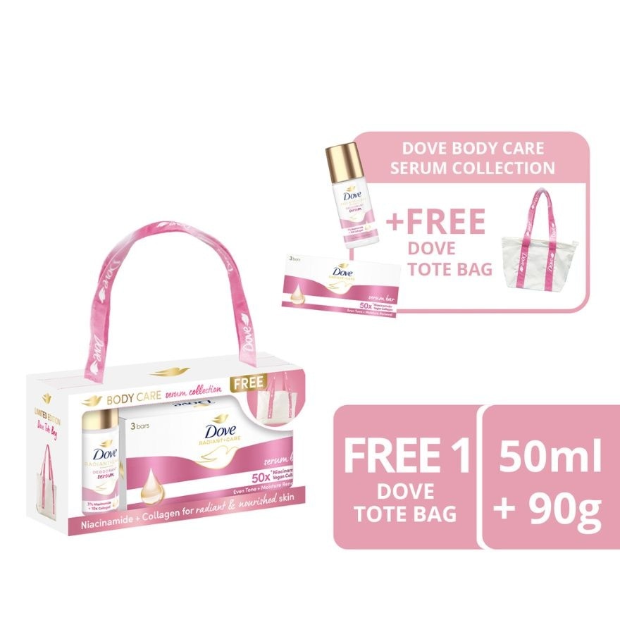 DOVE Niacinamide + Collagen Body Care Serum Collection With Free Dove Tote Bag