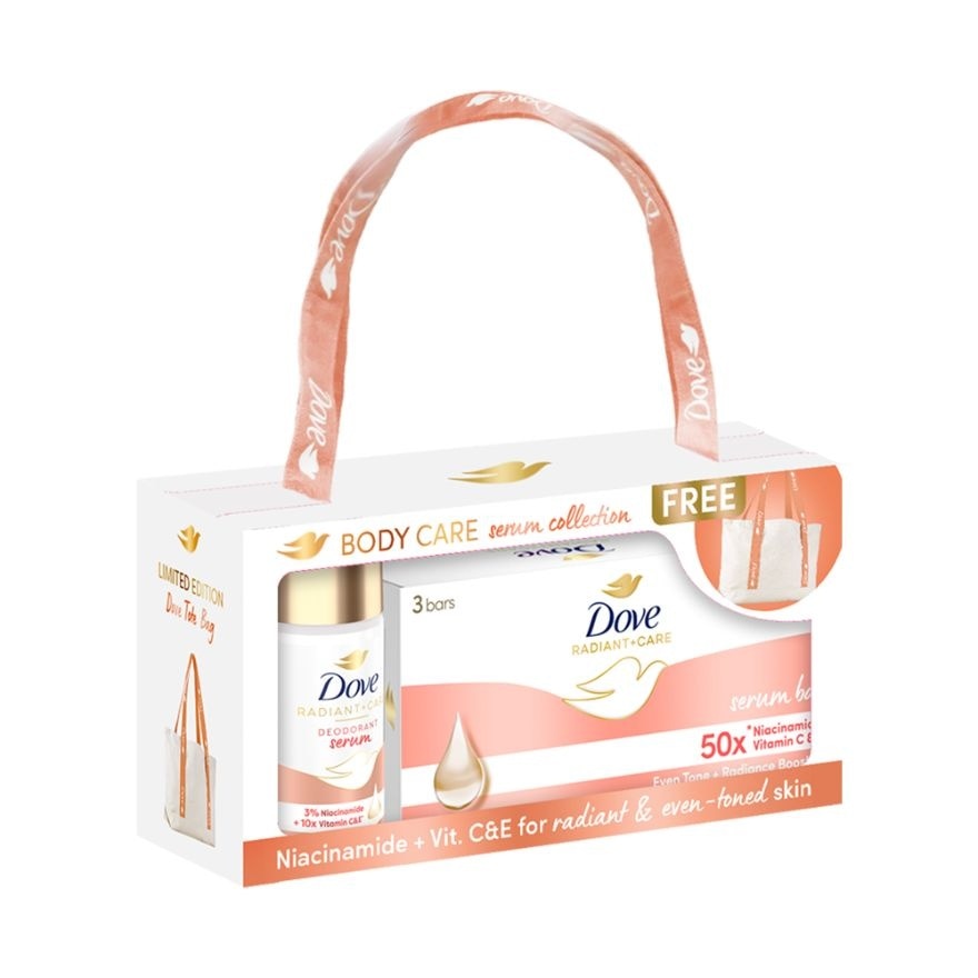 DOVE Niacinamide + Vitamin C & E Body Care Serum Collection With Free Dove Tote Bag