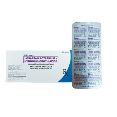 ASCEND ASCEND Losartan Potassium + HCTZ 100mg/25mg Film-Coated Tablet Sold Per Piece [PRESCRIPTION REQUIRED]