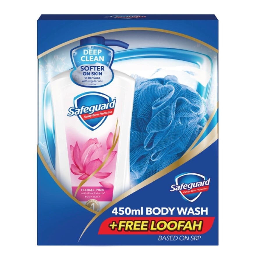 SAFEGUARD Floral Pink Body Wash With Free Loofah