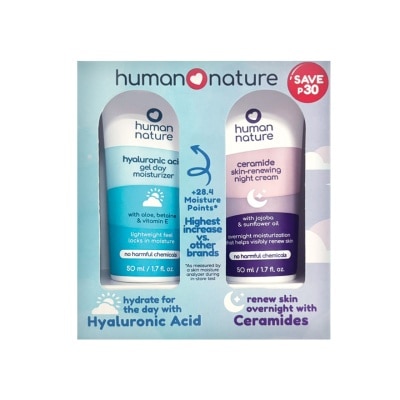 HUMAN NATURE HUMAN NATURE Hyaluronic Acid Day Gel Moisturizer and Ceramide Skin-Renewing Night Bundle