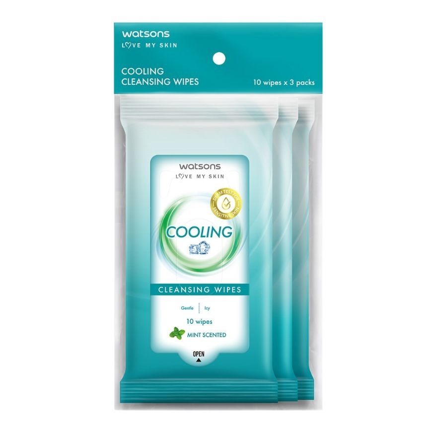 WATSONS Cooling Cleansing Wipes 10s x 3 Pak