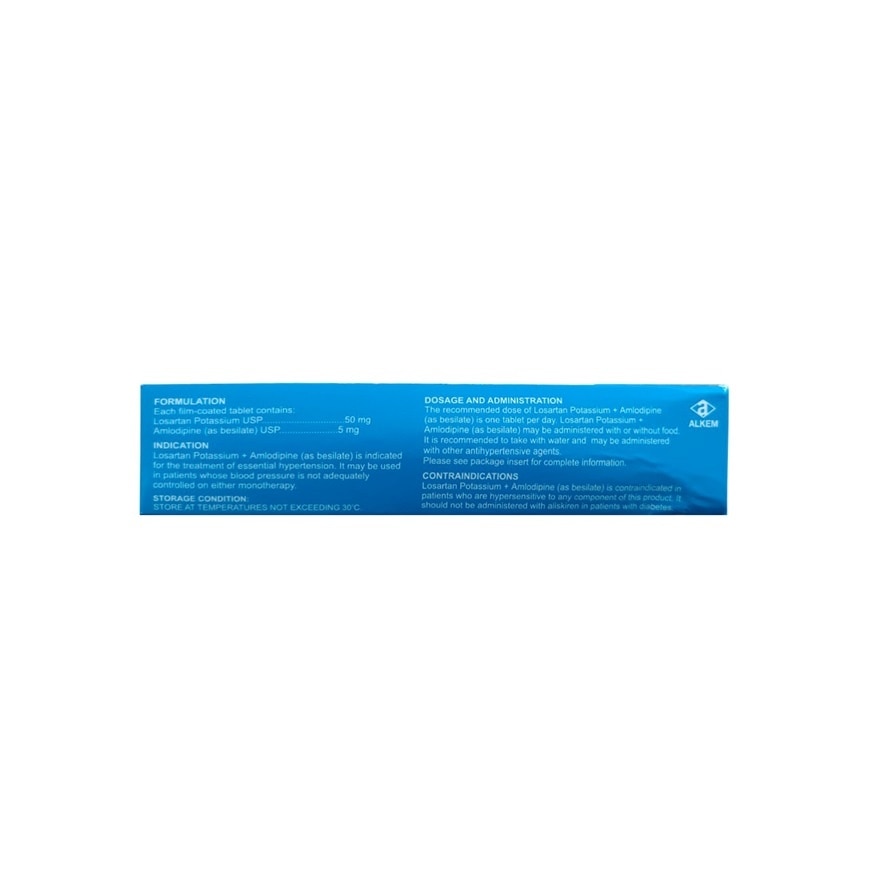 ASCEND (ALKEM LABS) LOSARTAN POTASSIUM + AMLODIPINE 50mg/5mg Film-Coated Tablet [PRESCRIPTION REQUIRED]