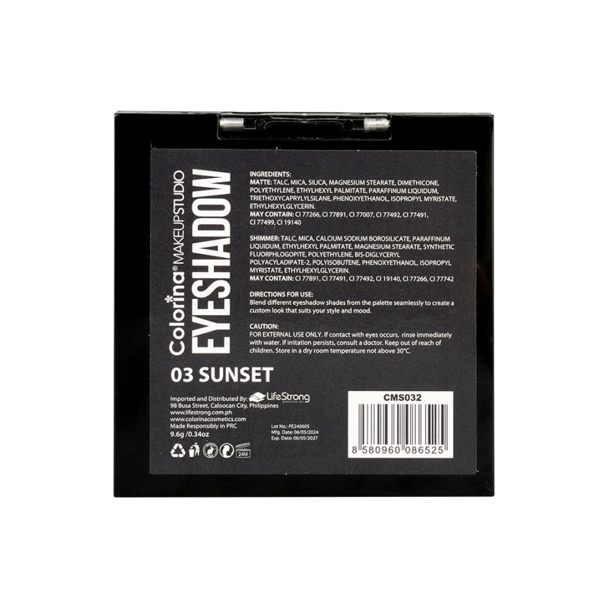 COLORINA Makeupstudio Eyeshadow Palette - 03 Sunset