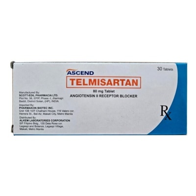 ASCEND ASCEND (ALKEM LABS) TELMISARTAN 80mg Film-Coated Tablet [PRESCRIPTION REQUIRED]