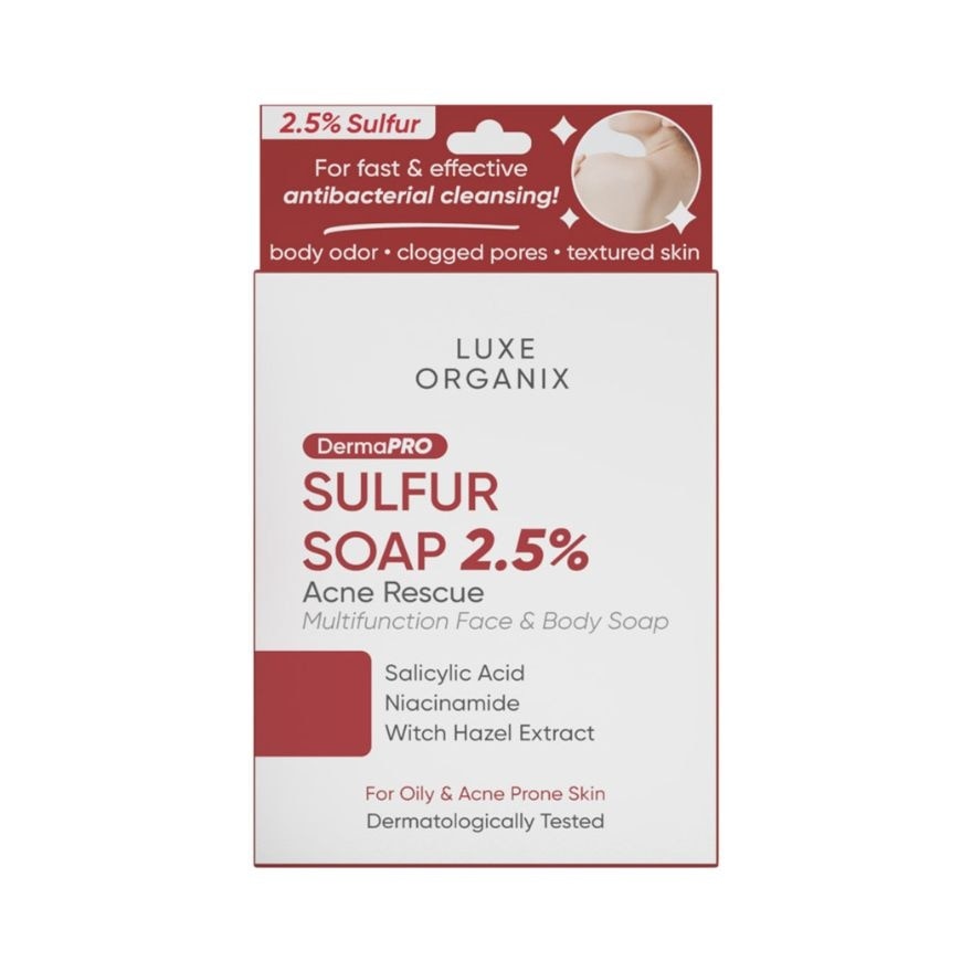 LUXE ORGANIX Dermapro Sulfur Soap 2.5% Acne Rescue 80g