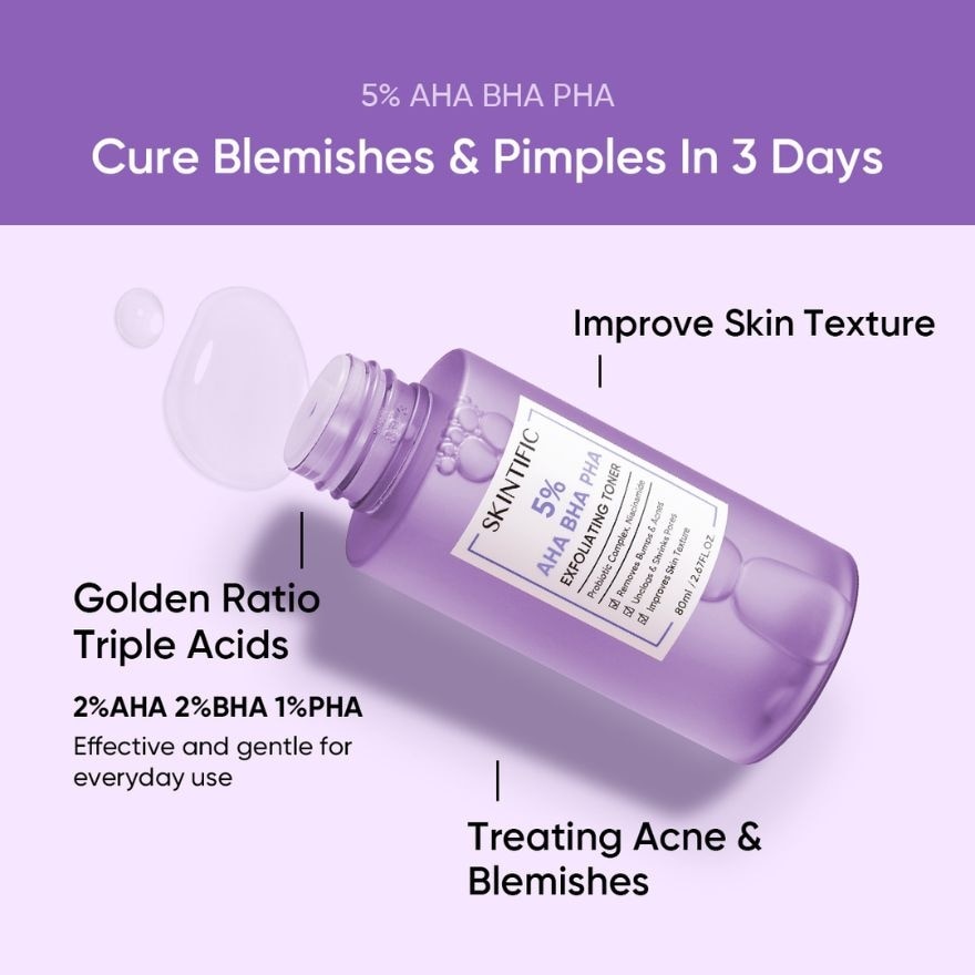 SKINTIFIC 5 Percent AHA BHA PHA Toner 80ml
