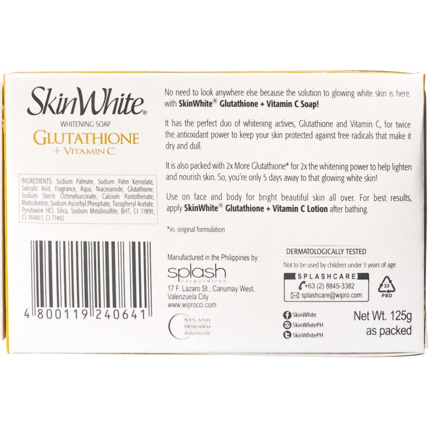 SKINWHITE Gluta + Vit C Whitening Soap 125g