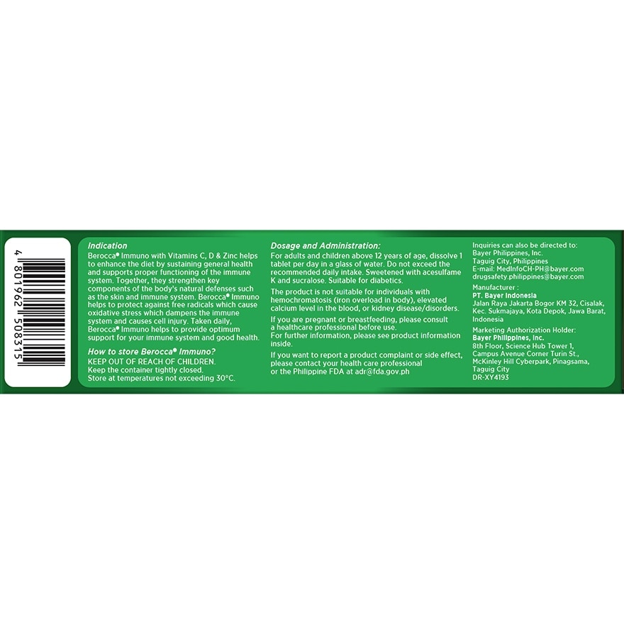 BEROCCA Immuno Triple Action Effervescent Tablet 30s