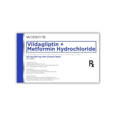 WATSONS GENERICS WATSONS GENERICS Vildagliptin + Metformin Hydrochloride 50mg/500mg 1 Film-Coated Tablet [PRESCRIPTION REQUIRED]