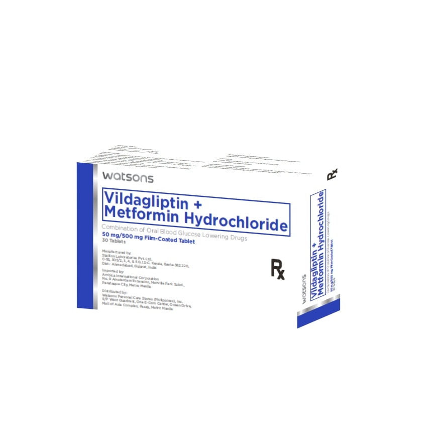 WATSONS GENERICS Vildagliptin + Metformin Hydrochloride 50mg/500mg 1 Film-Coated Tablet [PRESCRIPTION REQUIRED]