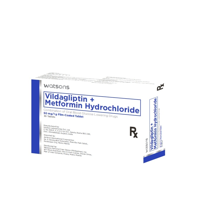 WATSONS GENERICS Vildagliptin + Metformin Hydrochloride 50/1000MG 1 Film-Coated Tablet [PRESCRIPTION REQUIRED]